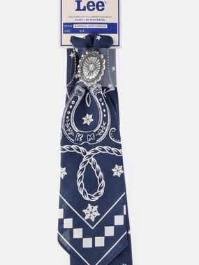 Women’s Navy Bandana Neck Scarf with Concho Accent